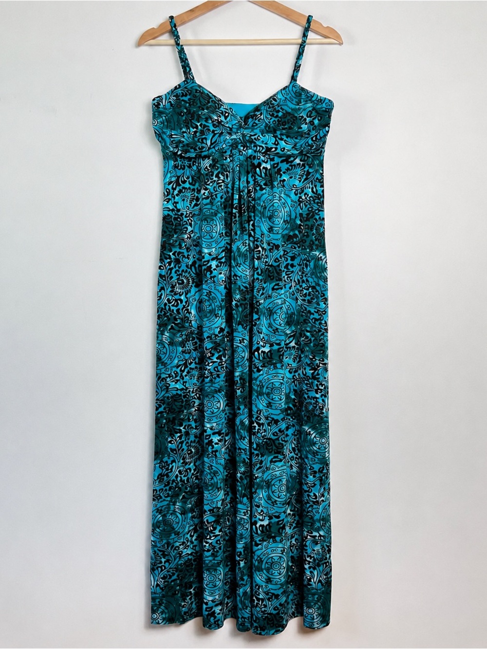 Bisou Bisou Petite Turquoise Paisley Maxi Dress Size 12P